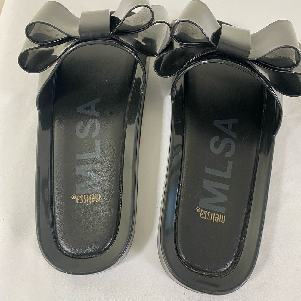 Melissa Glossy Black Bow Sandals - Picture 3 of 4